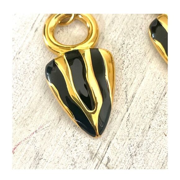 Anne Klein gold filled gold and black drop earrings - Picture 6 of 12